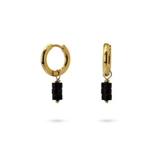 Women's Hoop Earrings With Natural Stone 316L Steel-IP Gold Plated CPE392 Anartxy